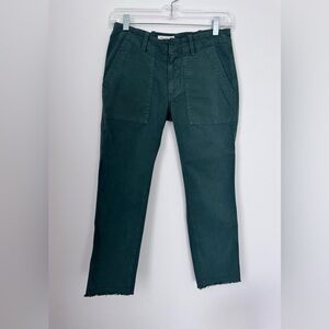 Nili Lotan Women's Dark Green cropped gray edge pant - straight leg - 00